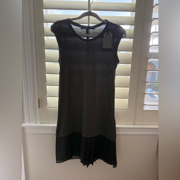 All Saints women’s small Gray Sheer Pleated Dart Dress NWT - Picture 1 of 8